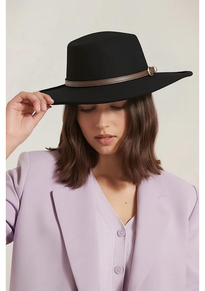 Deri Şeritli Siyah Yuvarlak Boater Şapka fiyatları