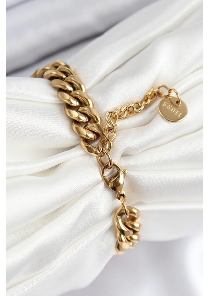 316L Çelik Klasik Kalın Zincir Model Gold Renk Kadın Bileklik fiyatları