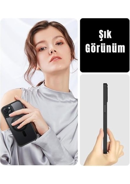 iPhone Için Telefon Kılıfı Magsafe ile Uyumlu Kamera Korumalı Mat Şeffaf Görünümlü iPhone Telefon Kılıfı (Siyah, iPhone 13/14) fiyatları