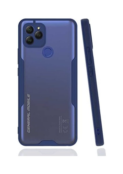 General Mobile Gm 22 Uyumlu Kılıf Kamera Korumalı Mat Silikon Platin- Lacivert
