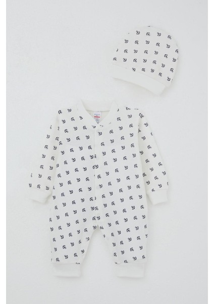 Bebek Tulum Deniz Temalı Çapa Desenli 0-6 Ay, Ekru