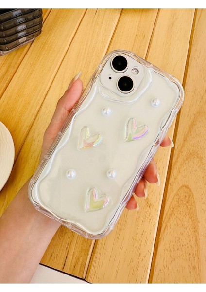 Aksesuar Iphone 13 ve 14 ile Uyumlu 3D Oyuncaklı Inci Tasarımlı Esnek Silikon Kılıf