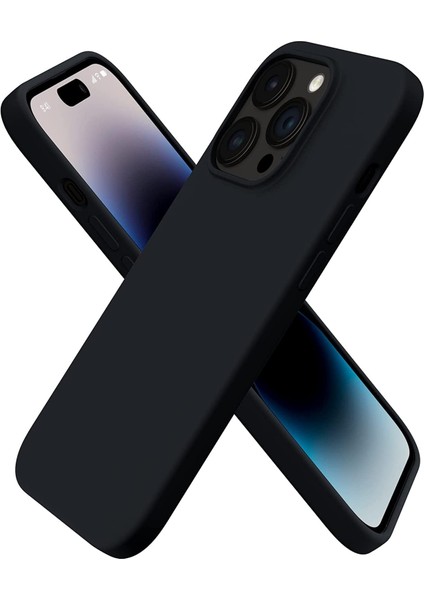 iPhone 14 Pro Kılıf 6.1 ile Uyumlu, Ince Sıvı Silikon 3 Katmanlı Tam Kaplamalı Yumuşak Jel Kauçuk Kılıf Kapak, (Siyah, 6.1 Inç)