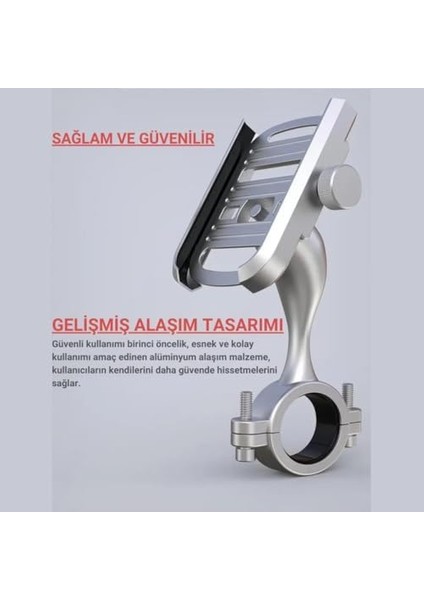 Alüminyum Gidon Sıkıştırmalı Motosiklet Telefon Tutucu Scooter Bisiklet Telefon Tutucu Sarsılmaz modelleri