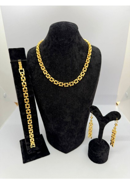 22 Ayar Altın Kaplama Özel Tasarım Vıp Model Takı Seti LVD624 fiyatları