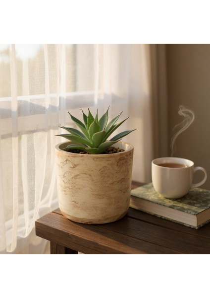 Dekoratif Beton Saksı Silindir Modern Karışık Tema 13X13 cm