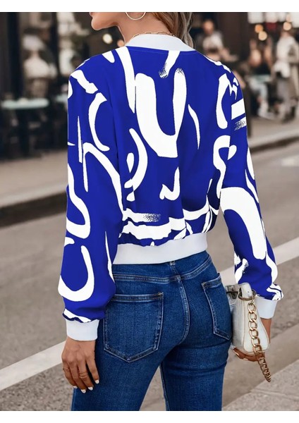 Kadın Uzun Kollu Önden Fermuarlı Kısa Şardonlu Dalgıç Ceket