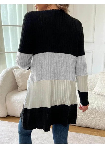 Kadın Uzun Kollu Çok Renkli Önden Düğmeli Uzun Ceket modelleri