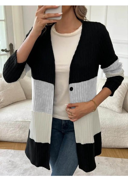 Kadın Uzun Kollu Çok Renkli Önden Düğmeli Uzun Ceket fırsatları