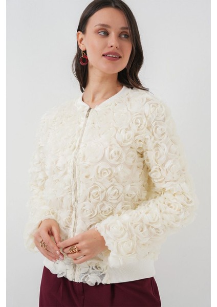 0719 Güllü Ceket - Ekru