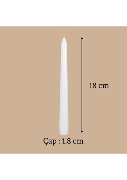 6 Lı Kısa Beyaz Konik Şamdan Mum Yükseklik 18 cm fiyatları
