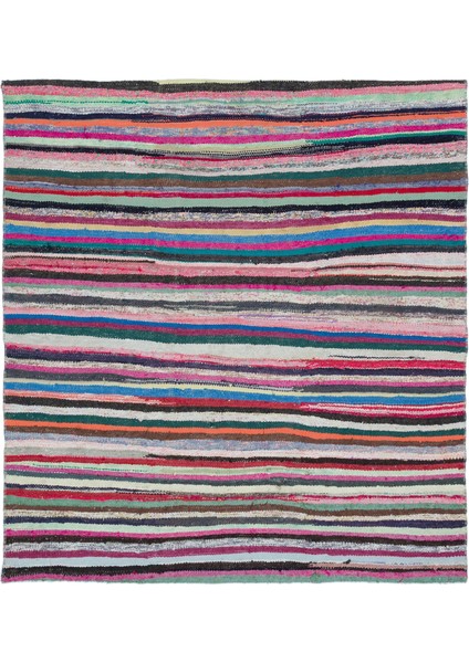 Teselya Bej Çizgili Yün Modern Desenli Yün Hav Toz Vermez Leke Tutmayan Salon Yolluk Mutfak El Dokuma Halı