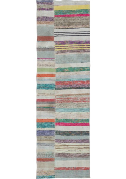 Teselya Kahverengi Çizgili Yün Modern Desenli Yün Hav Toz Vermez Leke Tutmayan Salon Yolluk Mutfak El Dokuma Halı