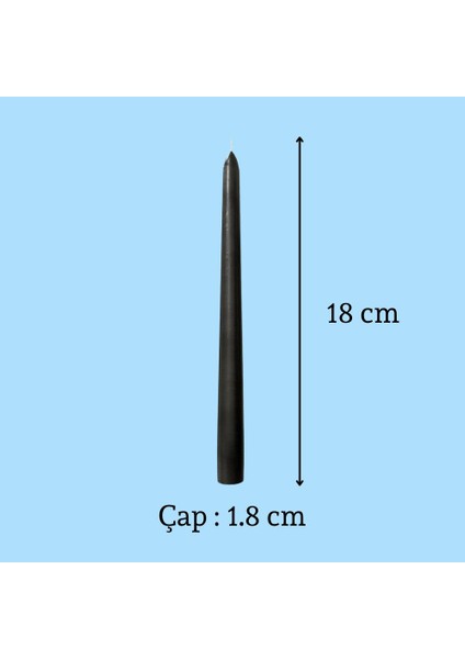 6 Lı Kısa Siyah Konik Şamdan Mum Yükseklik 18 cm fiyatları