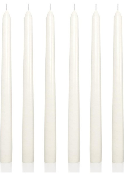 6 Lı Kısa Krem Konik Şamdan Mum Yükseklik 18 cm