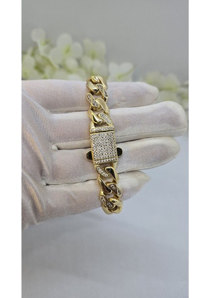 14 Ayar Altın Kaplama Yarı Taşlı 1.3 cm Gurmet Bileklik Model 3 fiyatları