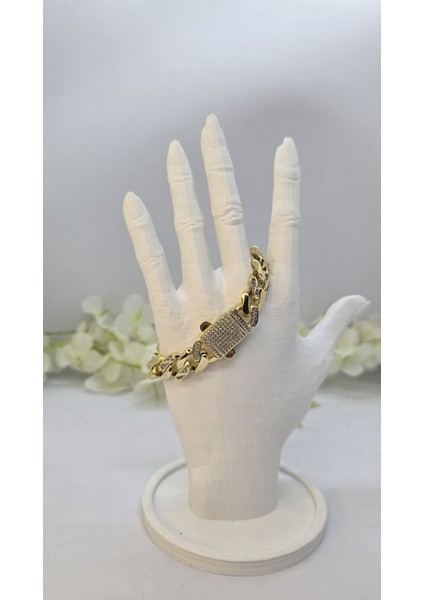 14 Ayar Altın Kaplama Yarı Taşlı 1.3 cm Gurmet Bileklik Model 3 modelleri