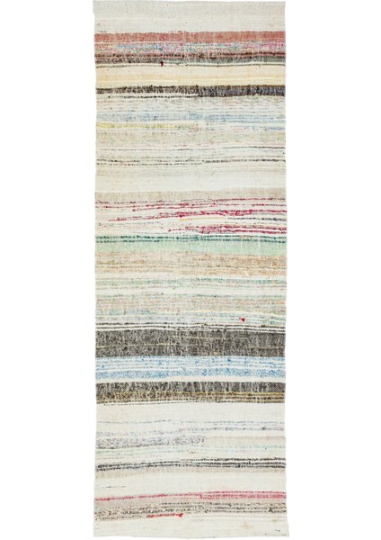 Teselya Mavi Çizgili Yün Modern Desenli Yün Hav Toz Vermez Leke Tutmayan Salon Yolluk Mutfak El Dokuma Halı