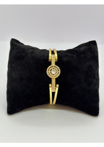 22 Ayar Altın Kaplama Yuvarlak Baget Taşlı Kelepçe LVD567-2 fiyatları