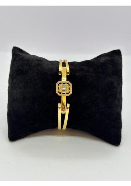 22 Ayar Altın Kaplama Yuvarlak Baget Taşlı Kelepçe LVD566-2 modelleri