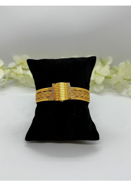 22 Ayar Altın Kaplama Hasırlı Trabzon Kelepçe Lvd 540-2-1