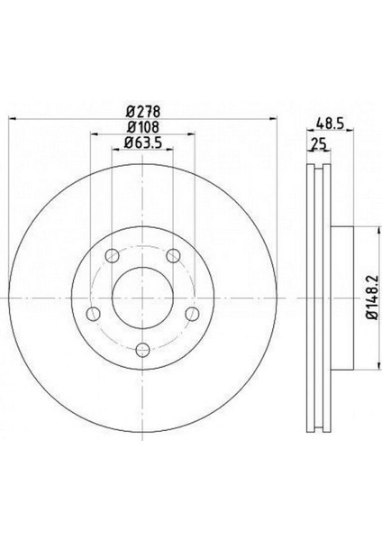 Zengezur Ön Fren Aynasi Adet Focus 04-12 Cmax 07-10 S40 06-10 C30 10-12 C70 06-13 V50 05-12 278x25x5dlxhvli
