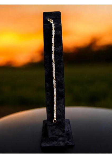 14 Ayar Altın Kaplama Sıralı Tamtur Özel Tasarım Bileklik LVD211