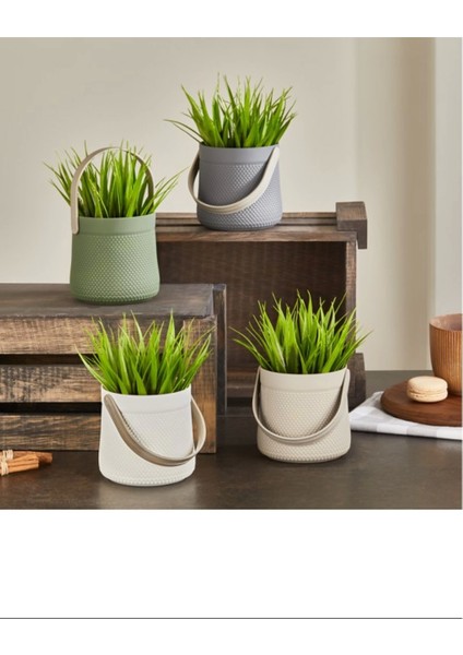 Kulplu Sepette Saz Model Çiçek -5764