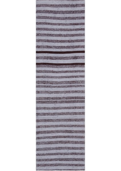 Girit Bej Çizgili Yün Modern Desenli Yün Hav Toz Vermez Leke Tutmayan Salon Yolluk Mutfak El Dokuma Halı