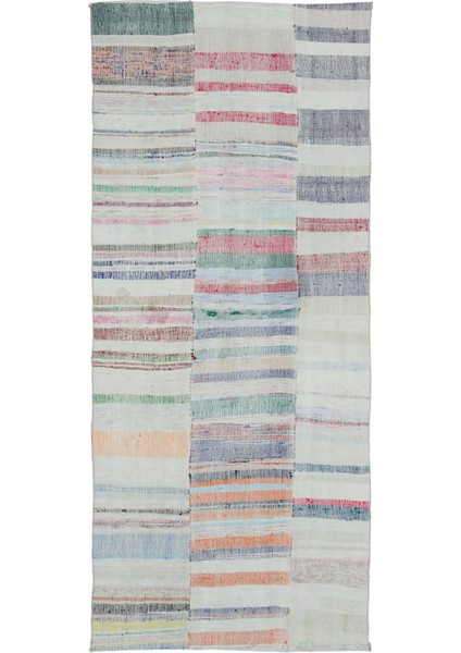 Girit Bej Çizgili Yün Modern Desenli Yün Hav Toz Vermez Leke Tutmayan Salon Yolluk Mutfak El Dokuma Halı