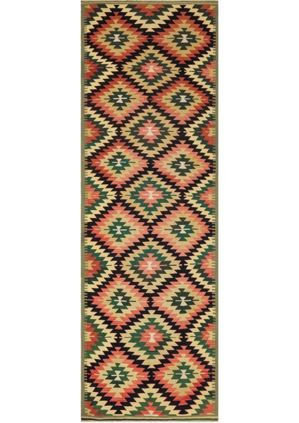 Girit Bej Çizgili Yün Modern Desenli Yün Hav Toz Vermez Leke Tutmayan Salon Yolluk Mutfak El Dokuma Halı