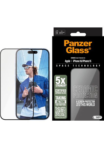 iPhone 16 15 Ultra-Wide Fit Tam Koruma Seramik Çerçeve Aparatlı Ekran Koruyucu