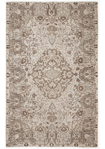 Atina Bej Eskitme Yün Modern Desenli Yün Hav Toz Vermez Leke Tutmayan Salon Yolluk Mutfak El Dokuma Halı