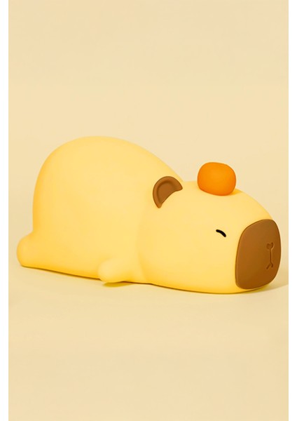 Çocuk Bebek Odası Yatan Kapibara Gece Lambası LED Işıklı Sevimli Figürlü Dokunmatik Silikon Pet