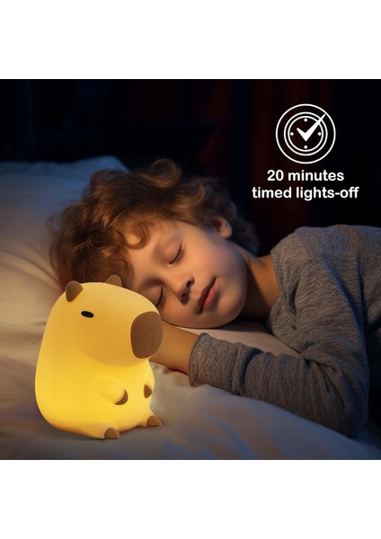 Çocuk Bebek Odası Kapibara Figür Gece Lambası LED Işıklı Sevimli Figürlü Dokunmatik Silikon Şarjlı modelleri