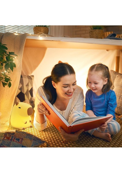 Çocuk Bebek Odası Kapibara Figür Gece Lambası LED Işıklı Sevimli Figürlü Dokunmatik Silikon Şarjlı fırsatları
