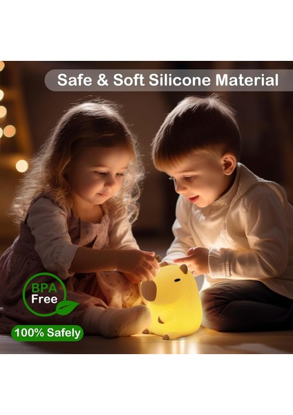 Çocuk Bebek Odası Kapibara Figür Gece Lambası LED Işıklı Sevimli Figürlü Dokunmatik Silikon Şarjlı indirimleri