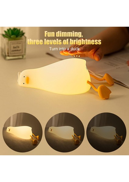 Çocuk Bebek Odası Yatan Ördek Figür Gece Lambası LED Işık Sevimli Figürlü Dokunmatik Şarjlı fiyatları