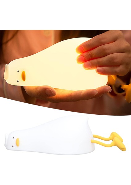 Çocuk Bebek Odası Yatan Ördek Figür Gece Lambası LED Işık Sevimli Figürlü Dokunmatik Şarjlı modelleri