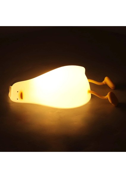 Çocuk Bebek Odası Yatan Ördek Figür Gece Lambası LED Işık Sevimli Figürlü Dokunmatik Şarjlı