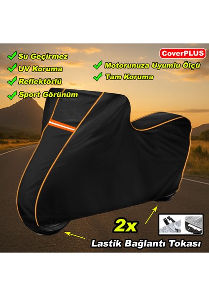 Reflektörlü Siyah Turuncu Dikişli Kymco Xciting S 400 Pro Branda Motosiket Brandası Motor Örtüsü Çadır Su Geçirmez Motosiklet Kılıfı Motor Brandası fırsatları