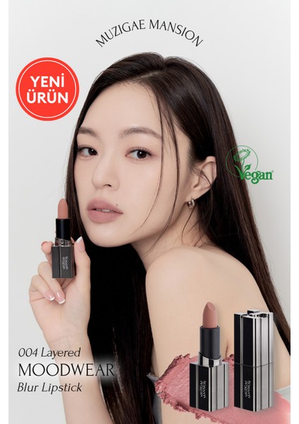 Pürüzsüz Görünüm Sunan Kadifemsi Ruj Muzıgae Mansıon Moodwear Blur Lipstick (004 Layered)