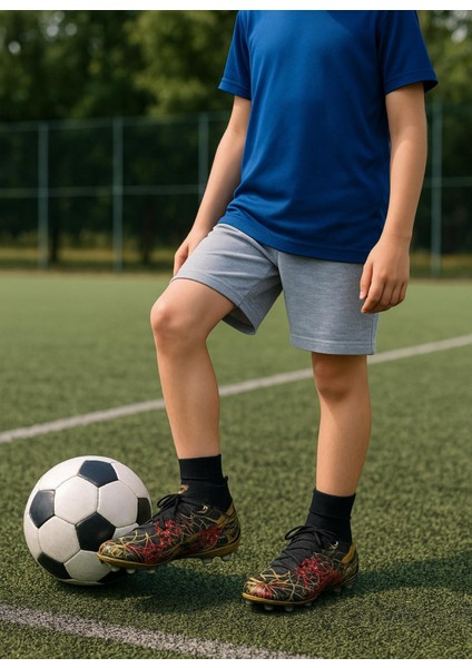 Çocuk Likralı Çoraplı Vinnex Spor Krampon Ayakkabı-Siyah-Altın modelleri