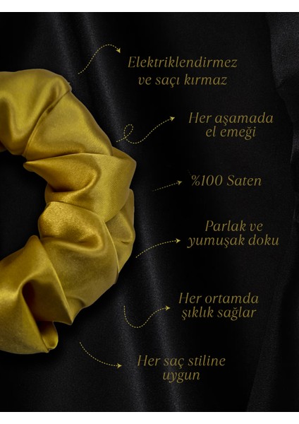 Kadın Saten Toka - Altın Tozu – Tekli Lüks Lastik Model Scrunchie fırsatları