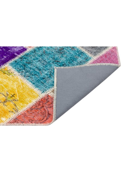 Teselya Mavi Patchwork Yün Modern Desenli Yün Hav Toz Vermez Leke Tutmayan Salon Yolluk Mutfak El Dokuma Halı fiyatları