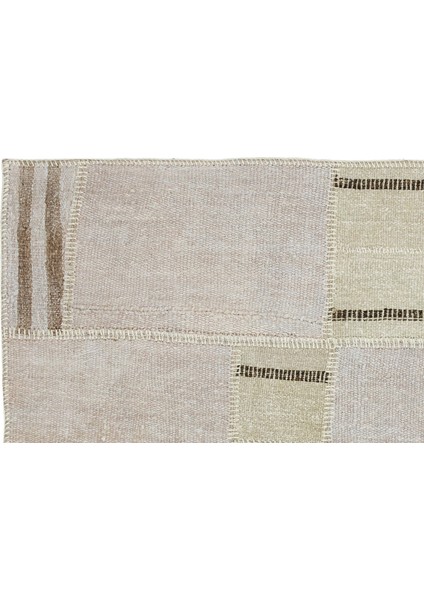 Teselya Bej Çizgili Yün Modern Desenli Yün Hav Toz Vermez Leke Tutmayan Salon Yolluk Mutfak El Dokuma Halı fırsatları