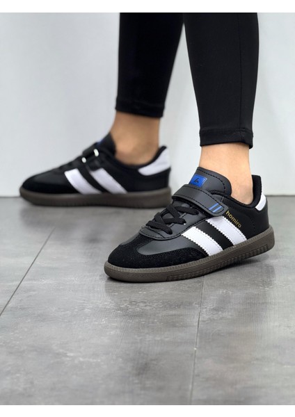 Çocuk Cırtlı Bağcıklı Su Geçirmez Spor Ayakkabı- Siyah Beyaz fiyatları