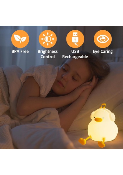 Çocuk Bebek Odası Kulaklık Figür Gece Lambası LED Işıklı Sevimli Figürlü Dokunmatik Silikon Şarjlı modelleri