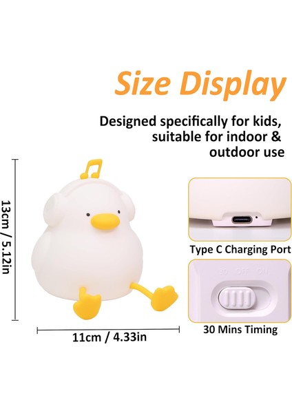 Çocuk Bebek Odası Kulaklık Figür Gece Lambası LED Işıklı Sevimli Figürlü Dokunmatik Silikon Şarjlı