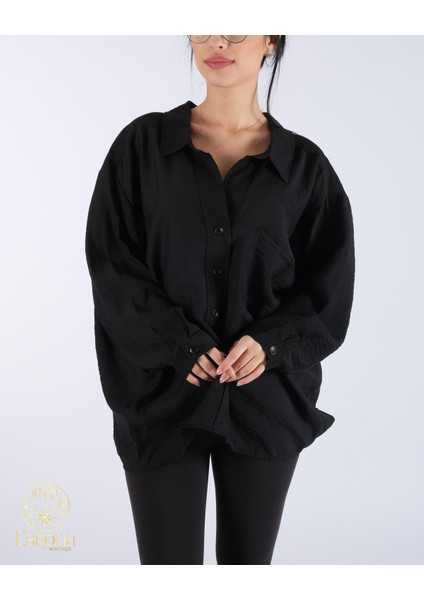 Oversize Düğmeli Gömlek Siyah fiyatları